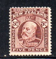 APR1072 - NEW NUOVA ZELANDA 1909 , 5 P. Nuovo *  Yvert 140   Filigrana  NZ/star. - Nuovi