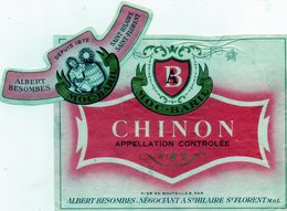 Etiquette Vin Chinon Moc-Baril Années 50. Albert Desombes à St Florent (M&L) - Rode Wijn