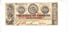 MILLEDGEVILLE---Georgia    $100.00  DOLLAR  Bill  (1863) RARE!!!! GA-CR-6D-UNL---PCGS 63 Choice UNC. - Georgia