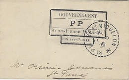 1926 - Enveloppe Carte De Visite Avec  Cadre " Gouvernement / P P /  Saint-Pierre Miquelon " Manque De T P - Covers & Documents