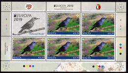 MALTA EUROPA 2019 "National Birds" SHEETLET**different Bottom Perforation, UNFOLDED - 2019