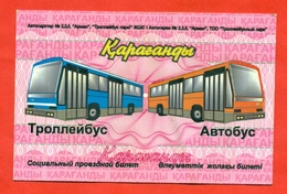 Kazakhstan.  City Karaganda. Unlimited Social Nominal Bus Ticket. - World