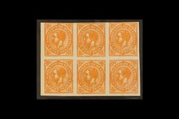 1876 WAR TAX. 1876 5c IMPERF. COLOUR TRIAL In Deep Orange Rather Than The Issued Green, A BLOCK OF SIX With Margins Touc - Sonstige & Ohne Zuordnung