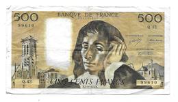 Billet 500 Francs 05/09/1974 Banque De France - Plusieurs Pliures Sinon Bon état. - 500 F 1968-1993 ''Pascal''