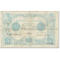 France, 5 Francs, 5 F 1912-1917 ''Bleu'', 1915, 1915-08-08, TB, Fayette:2.30 - 5 F 1912-1917 ''Bleu''