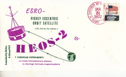 USA 1972 ESRO-Highly Eccentric Orbit Satellite  Commemorative Cover - America Del Nord