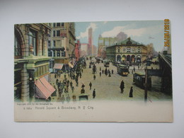 HERALD SQUARE BROADWAY NEW YORK , TRAM  , OLD POSTCARD   , O - Broadway