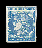 * EMISSION DE BORDEAUX - * - N°46B - 20c Bleu - Type III- Rep. II - Signé Hofinger - TB - 1870 Emission De Bordeaux