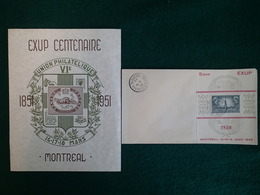 CANADA - 1949-1951 - Montréal EXUP Philatelic Exhibition Souvenir Sheet Centenaire - Variétés Et Curiosités