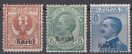 ITALIA - KARKI - 1912 - Lotto Di 3 Valori Nuovi MH: Unificato 1, 2 E 5. - Egée (Carchi)