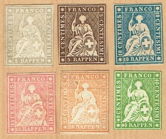 * SERIE RARE. TIMBRES NEUFS 1857/1862. 6xATTESTATIONS C/.S.B.K. Nr:21G/26G. Y&TELLIER Nr:25/30. MICHEL Nr:19/17IIBym.* - Nuovi