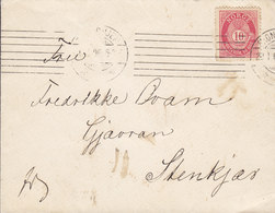 Norway Tms. Cds. TRONDHJEM 'Petite' 1906 Cover Brief STENKJÆR 10 Øre Posthorn Single Franking - Lettres & Documents