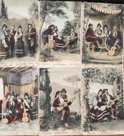 6 CPA Bulgarie? Russie? Folklore , Costumes, Musique ,groupe De Musiciens En Tenue Folklorique, écrites En 1902, Timbres - Bulgarije