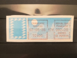 FRANCIA FRANCE AUTOMATICI VIGNETTE DISTRIBUTEURS LETTRE CARTA CARRIE 1986  ANNULLO COURBEVOIE MARCEAU - 1985 « Carrier » Paper
