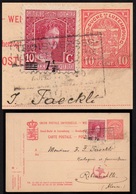 LUXEMBOURG - VARIETE - MARIE ADELAIDE / 1919 SURCHARGE DEPLACEE SUR ENTIER POSTAL VOYAGE  (ref 5719e) - 1914-24 Marie-Adélaïde