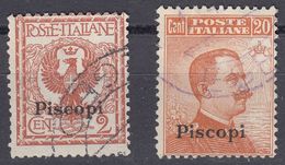 ITALIA - PISCOPI - Due Valori Usati: Unificato 1 E 10. - Egée (Piscopi)