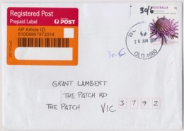 Australia 2017 Wildflowers $1 Rose Coneflower Self-adhesive On Domestic Registered Letter - Storia Postale