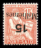 * N°64a, 15m Sur 15c Vermillon: Surcharge Renversée (signé)  Qualité: *  Cote: 260 Euros - Unused Stamps