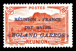 * N°1, 50c Rouge Surchargé 'REUNION-France Par Avion ROLAND GARROS', TTB (certificat)   Qualité: *  Cote: 360 Euros - Unused Stamps