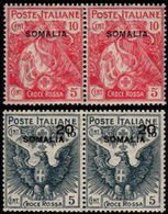 ITALIAN OCCUPATION SOMALIA 1916 Red Cross 10+5c, 20 On 15+5c, Semi-postal OVPT. PAIRS:2 - Somalië