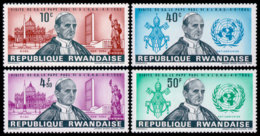 Rwanda, 1966, Pope At United Nations, Catholicism, Religion, MNH, Michel 153-156A - Autres & Non Classés
