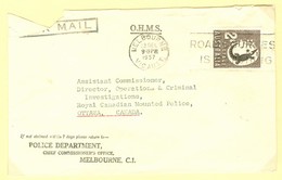 Police; O.H.M.S. De L'Australie Vers Gendarmerie Royale Du Canada, Ottawa. Oblitération De Melbourne Scott # 212  (1907) - Briefe U. Dokumente