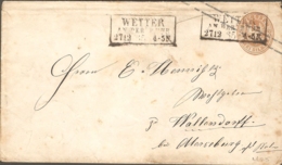 Preussen, Prussia, Germany 1862 3 Sgr. Postal Stationery Envelope From Wetter An Der Ruhr To Wallondorff - Enteros Postales