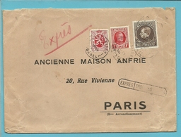 256+282+289 Op Brief Per EXPRES Met Stempel BRUXELLES Naar PARIS - 1929-1941 Grande Montenez