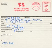 Deutsche Bundespost Berlin 1965, Archivkarte B. Dettmer & Co Reederei, Berlin, Unikat - Frankeermachines (EMA)