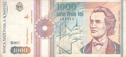 1000 Lei Rumänien 1991 VF/F (III) - Romania