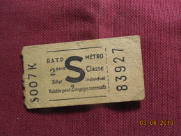 Ticket De Métro - Europe