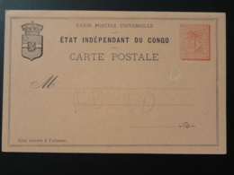 Entier Postal Carte Postale Stationery Card Palmier Palm Tree Etat Indépendant Du Congo - Postwaardestukken
