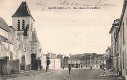 § 91 St Saint Vrain La Place De L Eglise Cpa Carte Animée - Saint Vrain