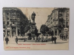 CPA, ZÜRICH,Bahnhofplatz,Alfred Escher-dankmal,in 1905, Animée, Hötel Nation & Weiner Café,timbre - Zürich