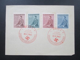 3. Reich Böhmen Und Mähren 1942 Nr. 85-88 Roter Sonderstempel Prag 1 Führers Geburtstag Propaganda - Covers & Documents