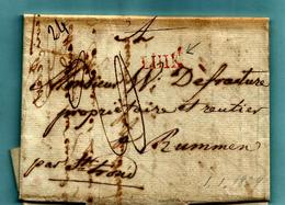 Brief Met Inhoud 01/01/1829, Griffe LUIK (18x5 Mm - Herlant 58) - Gewicht : "24" Gram - Port : 20 - 1815-1830 (Dutch Period)