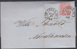 1869. NORDDEUTSCHER POSTBEZIRK.  1 EIN GROSCHEN. COELN 26 3 68. HUFEISENSTEMPEL. Nach... () - JF317535 - Briefe U. Dokumente