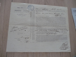 Connaissement James Moss Ligne De Steamers Bordeaux Liverpool Pour Manchester 1876 Huiles - Verkehr & Transport