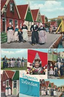 Lot 2 Cartes Postales Géantes 14x19 . PAYS BAS : 1/ VOLENDAM  Personnages En Tenue Typique - 2/ Multi-vues VOLENDAM - Volendam