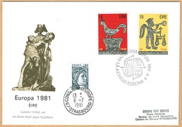 EUROPA FDC SERVICE . TIRAGE LIMITE Nr:60/23. DU CONSEIL DE L'EUROPE STRASBOURG . BAILE-ATHA-CLIATH .4.5.1981. IRLANDE . - Lettres & Documents