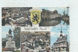 Solesmes (59) : 5 Vues Avec Blason Dont Vues Aériennes Au Niveau Du Groupe Scolaire En 1960 GF. - Solesmes