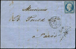 Let EMPIRE NON DENTELE - 14A  20c. Bleu Obl. PC 1896 S. LAC, Càd ALGERIE B.B. MARSEILLE 8/2/58 Ind. 22, TB - 1853-1860 Napoleon III