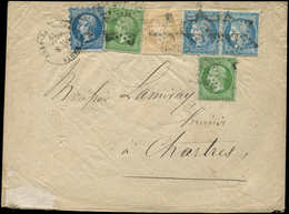 Let EMPIRE NON DENTELE - 14A  20c. Bleu, T I, PIQUAGE SUSSE + N°20 5c. Vert (2), N°59 15c. Bistre Et N°60A 25c. Bleu PAI - 1853-1860 Napoleon III