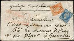 Let EMPIRE DENTELE - 22 Et 23, 20c. Et 40c. Obl. GROS POINTS 3401 S. Env. CHARGE 3/11/63, Arr. GRENOBLE, Indice 23, TTB - 1862 Napoleone III