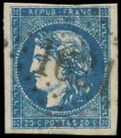 EMISSION DE BORDEAUX - 44Ba 20c. Bleu Foncé, Obl. GC 1621 De GANNAT, TB. C Et Br - 1870 Emission De Bordeaux