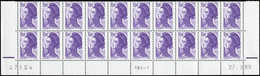 ** VARIETES - 2276a  Liberté, 10,00 Violet, Papier COUCHE, BLOC De 20 Bas De Feuille TD6-7, CD 27/2/89 + RE, TB - Neufs