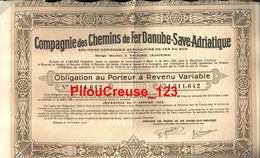 AUTRICHE - Emprunt Cie Des CHEMINS De FER DANUBE SAVE ADRIATIQUE - Avec Feuille De Coupons 2 Scan - A - C