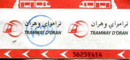 Tramway D'Oran (Algérie) - Ticket Avec Cachet K20 - Mundo