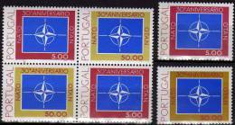 Emblem 30 Jahre NATO 1979 Portugal 1439/0+4-Block ** 10€ Beitritt Zum Bündnis Windrose Bloc Stars Se-tenant Bf OTAN - Neufs