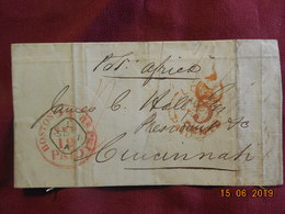 Devant De Lettre De 1855 De Londres à Destination De Cincinnati Via Boston - ...-1840 Préphilatélie